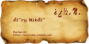 Őry Niké névjegykártya